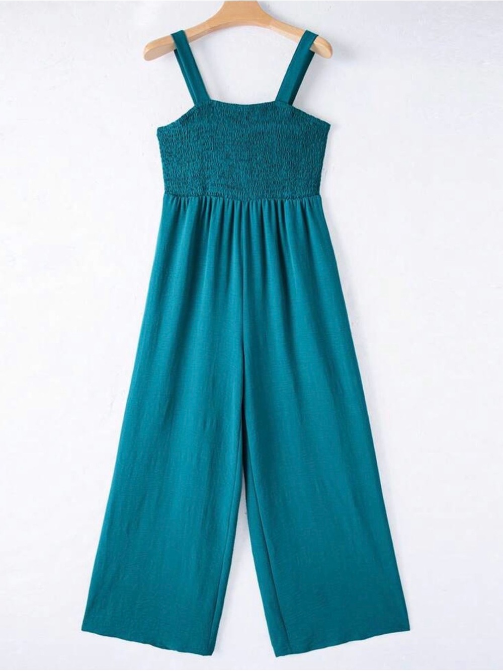 PETITE Teal Wide-Leg One-Piece Jumpsuit - Stretch Bodice